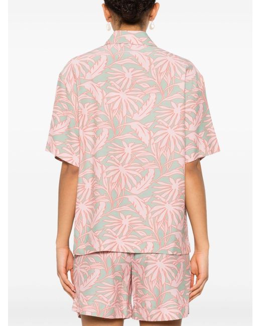 Woolrich Pink Leaf-print Cady Shirt