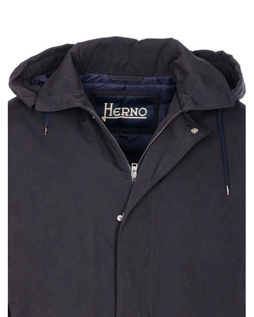 Herno Blue Hooded Padded Jacket for men
