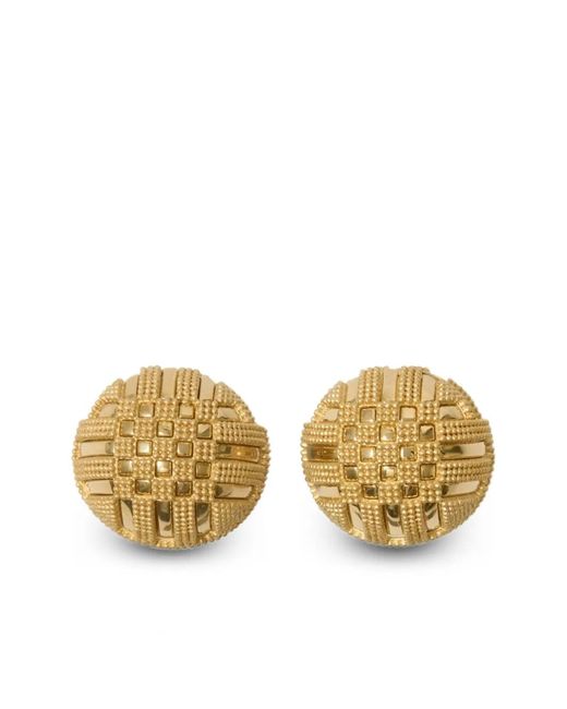 Burberry Metallic Grid-Pattern Earrings