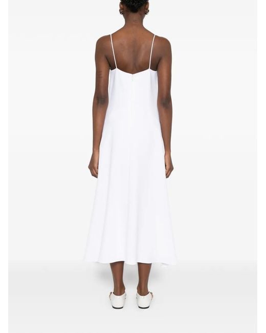 Brandon Maxwell White Cascade Strap Dress