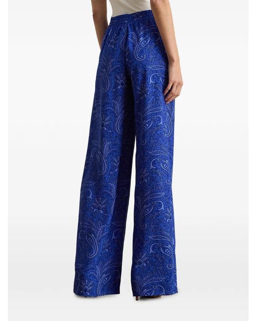 Ralph Lauren Blue Paisley-Print Drawstring Trousers