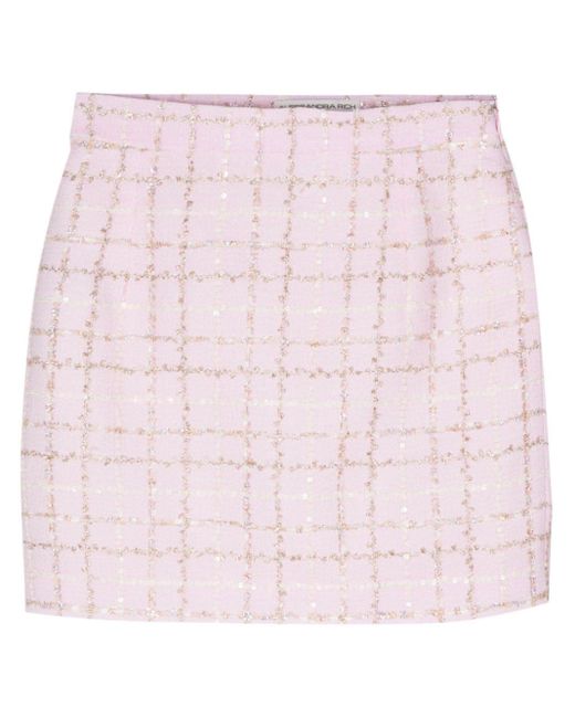 Alessandra Rich Pink Sequin-embellished Tweed Mini Skirt