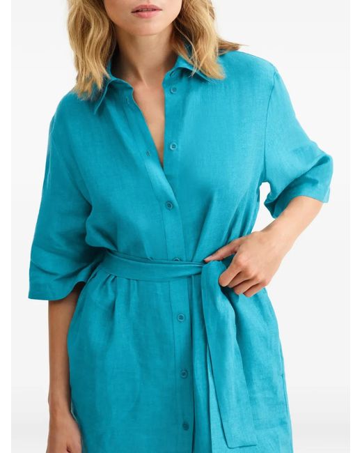 Eres Blue Belted Shirt Dress