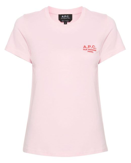 A.P.C. Katoenen T-shirt Met Geborduurd Logo in het Pink