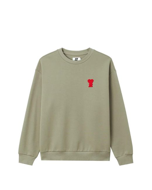 Izzue Green Heart-Patch Sweater for men