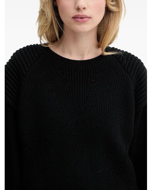 IRO Black Ribbed-Shoulder Wool Sweater