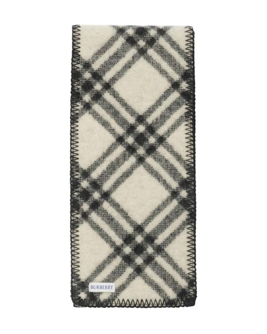Burberry Gray Narrow Check Wool Scarf
