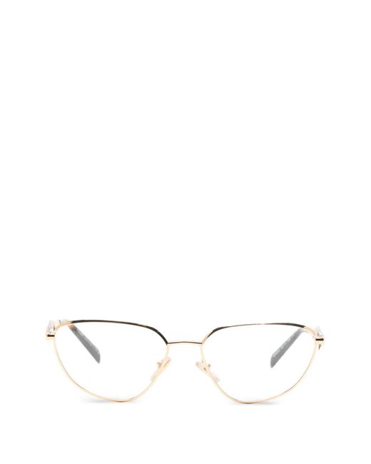 Prada White Brille Mit Logo-Schild