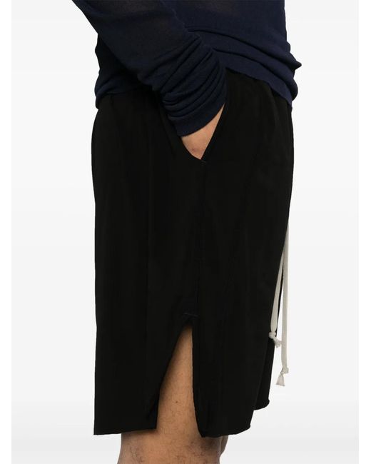 Rick Owens Black Drop-Crotch Shorts for men