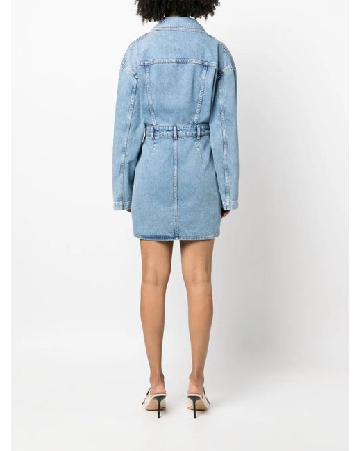 Moschino Blue Notched-Lapel Denim Minidress