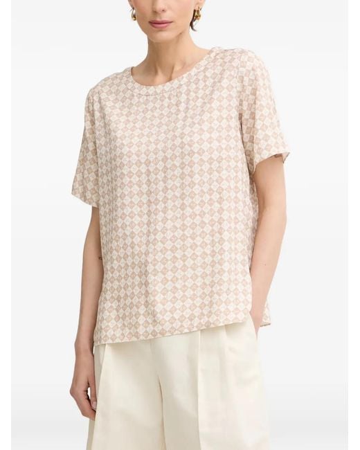 Trussardi Natural Geometric-Print Short-Sleeve T-Shirt