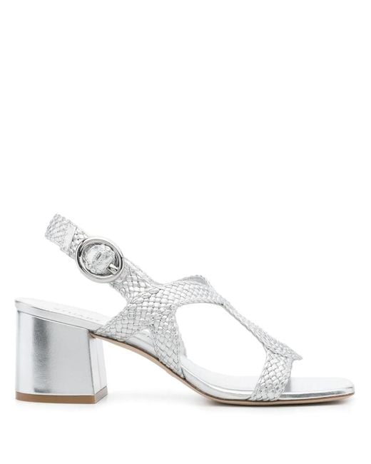 Stuart Weitzman White Wovette 60Mm Sandals