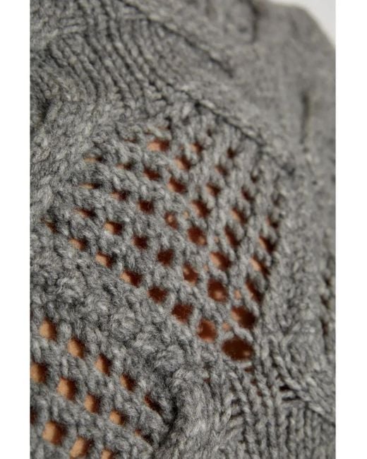 Sportmax Gray Open-Knit Long-Sleeve Jumper