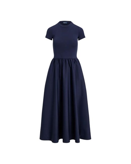 Polo Ralph Lauren Blue Robe Mi-Longue À Manches Courtes