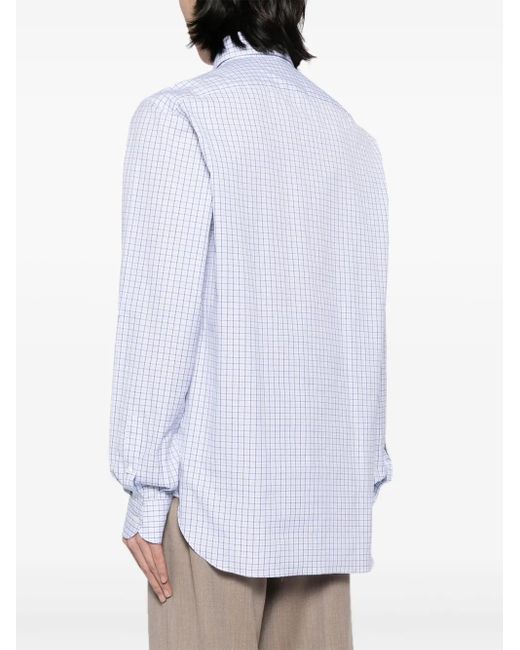 Luciano Barbera White Check-Print Button-Down Shirt for men