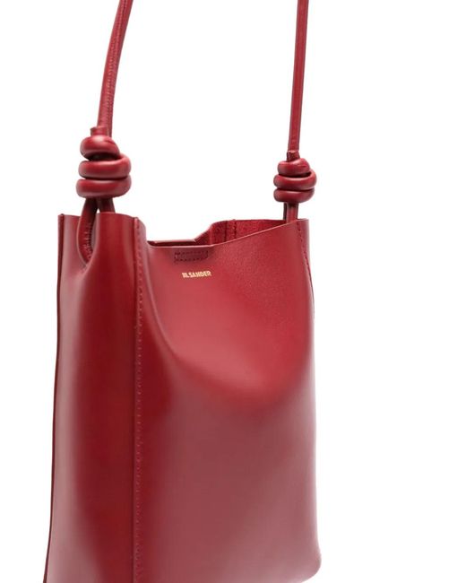 Jil Sander Red Giro Leather Crossbody Bag