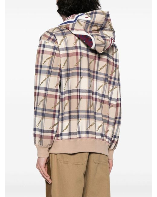 A Bathing Ape Brown Check Cotton Hoodie for men