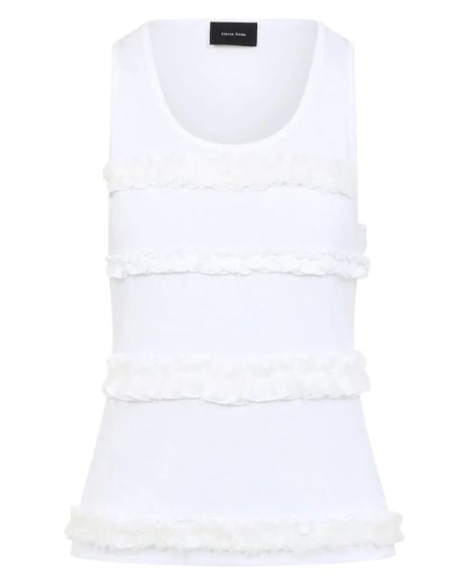 Simone Rocha White Fitted Ruffle Frill Tank Top