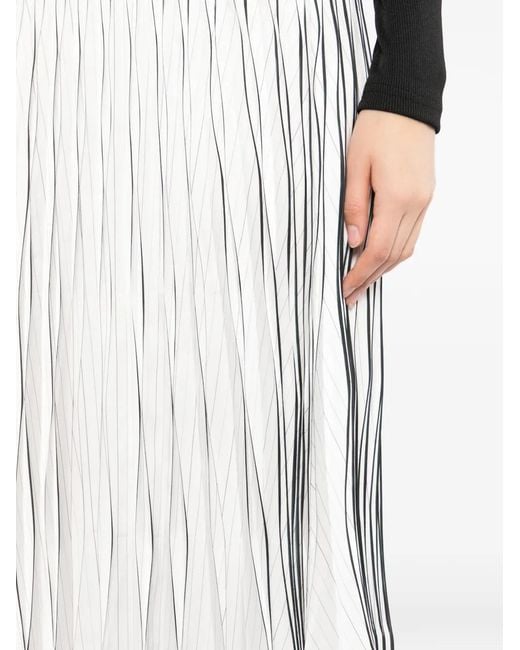 JNBY White Pleated Pinstripe Skirt