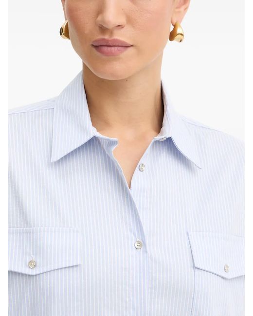 Fracomina White Striped Flap-Pocket Shirt