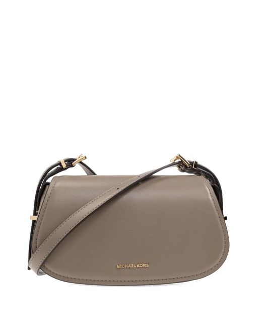 MICHAEL Michael Kors Brown Small Lydia Curved Leather Shoulder Bag