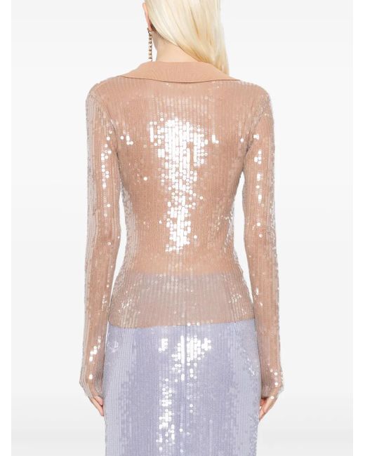 Monse Mesh Top Verfraaid Met Pailletten in het Natural