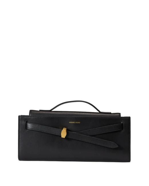 Veronica Beard Black Dash Leather Clutch Bag