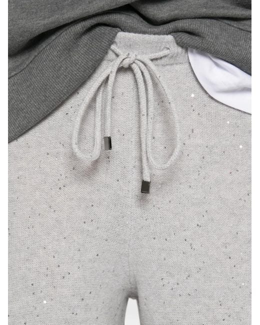 Antonelli White Sequin-Embellished Drawstring Trousers