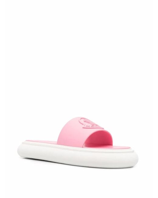 Moncler White Jeanne Logo-Embossed Slides