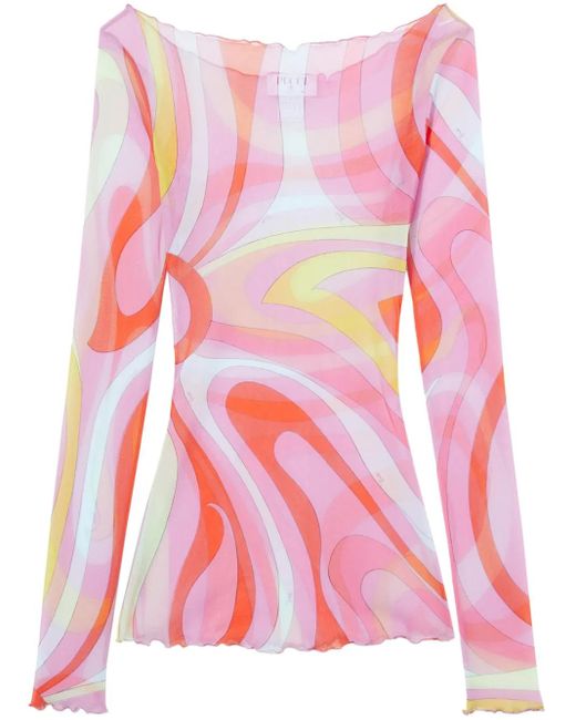 Emilio Pucci Marmo ボートネック トップ Pink