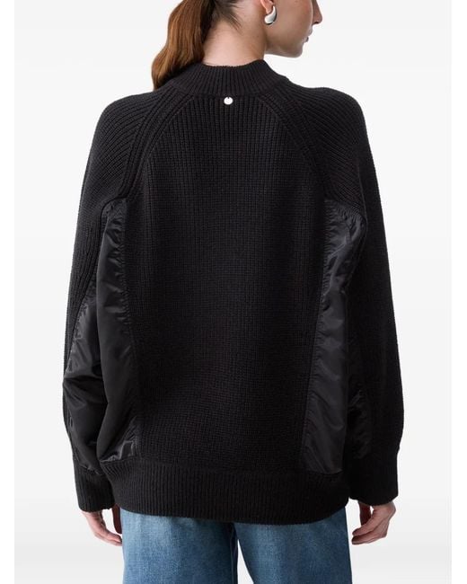 Liu Jo Black Knit Bomber With Nylon Inserts