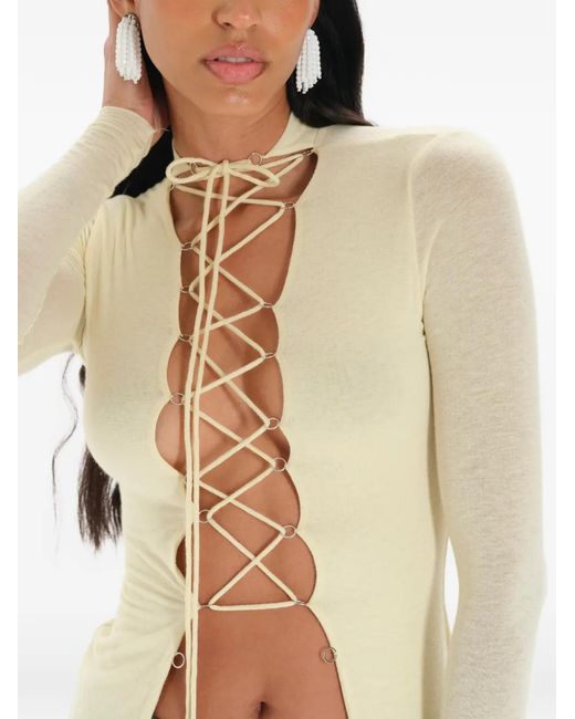 MANURI White Jamie Lace-Up Top