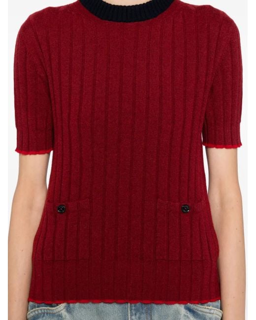 Barrie リブ トップ Red