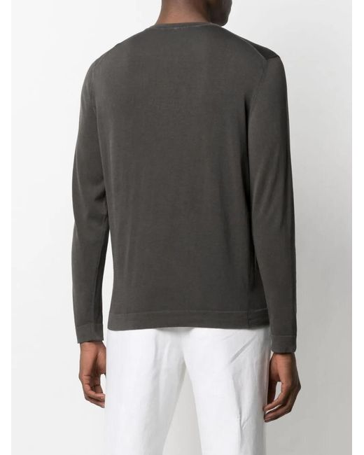 Drumohr Gray Crew-Neck Long-Sleeved Top for men