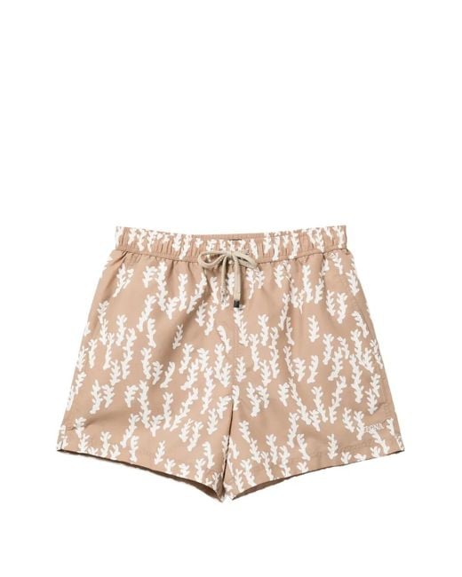 Zegna Natural Printed Swim Trunks for men