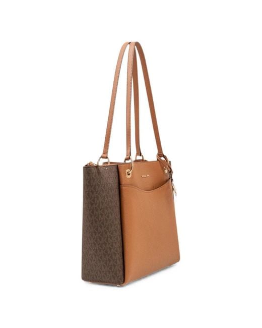 MICHAEL Michael Kors Brown Monogram-Pattern Leather Tote Bag