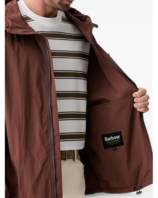 Barbour Brown Re-Engineered Flyweight Showerproof Hooded Jacket for men