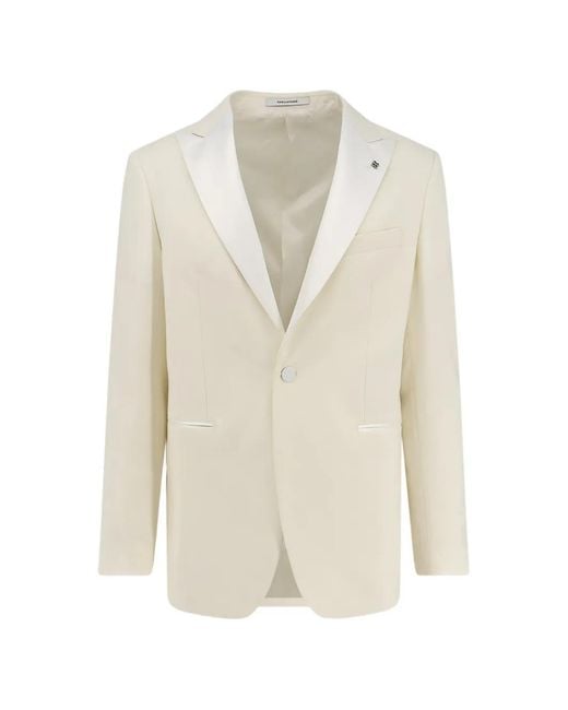 Tagliatore White Peak-Lapel Blazer for men