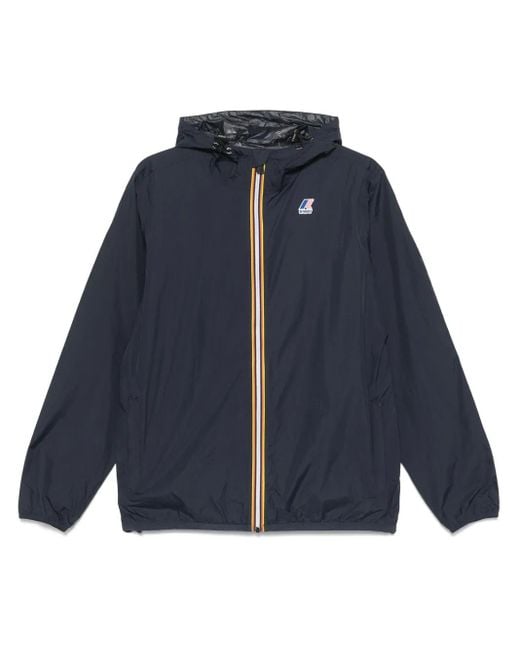 K-Way Blue Le Vrai 4.0 Claude Logo-Patch Hooded Jacket