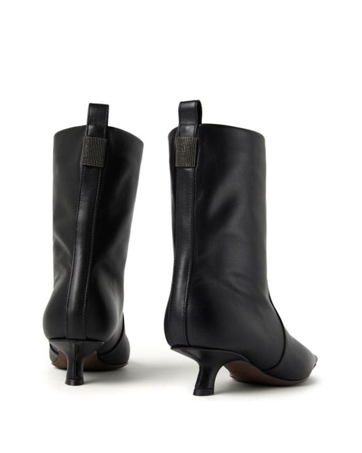 Brunello Cucinelli Black Leather Ankle Boots