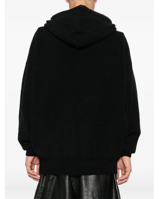 Rick Owens Black Hooded Zip-Up Hoodie for men