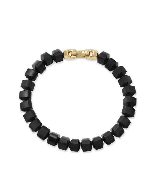 David Yurman Black 18kt Yellow Gold Spiritual Beads Onyx Bracelet for men