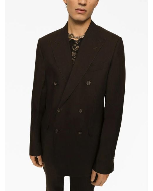 Dolce & Gabbana Black Double-Breasted Wool Suit Jacket for men