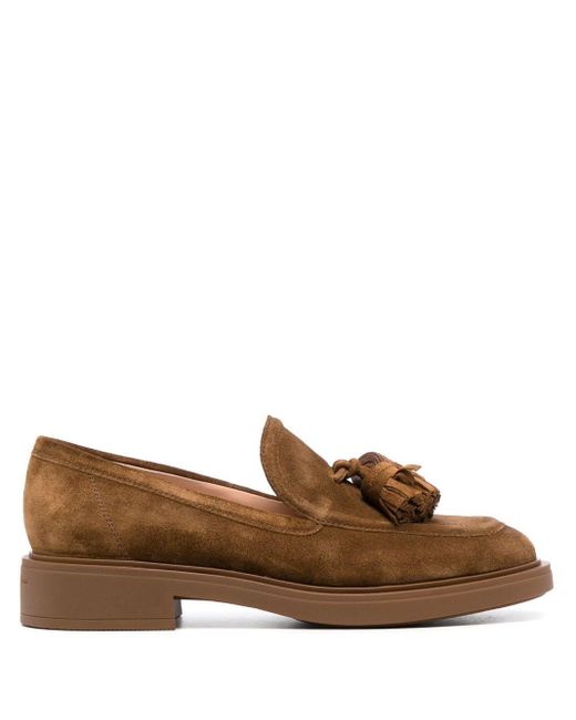 Gianvito Rossi Brown Tassel-detail Suede Loafers