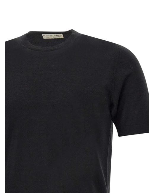 FILIPPO DE LAURENTIIS Black Short-Sleeve Wool-Blend T-Shirt for men