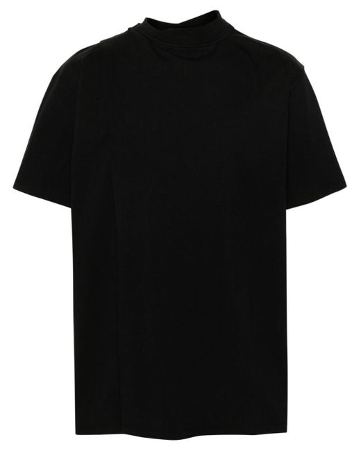 Mordecai Black Stripe-detail Wrap T-shirt for men