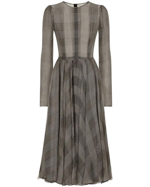 Dolce & Gabbana Gray Check Pattern Dress