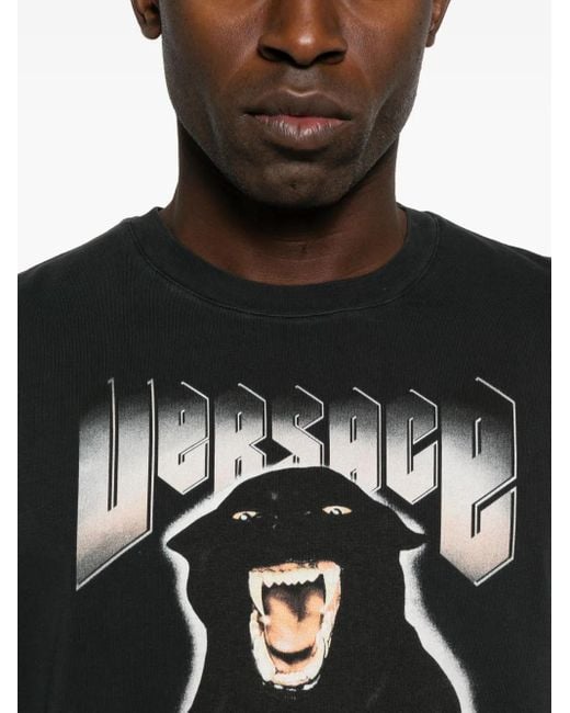 Versace Panther print jersey t-shirt in Black für Herren
