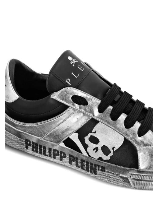 Philipp Plein Black Retrokickz Tm Leather Sneakers
