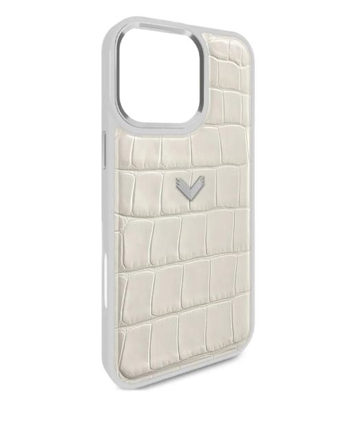 Velante White Crocodile-Effect Iphone 16 Pro Max Case